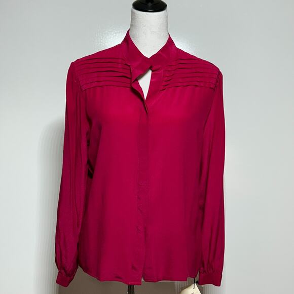 Sophisticate Jonathan Martin Top Womens 12 Pink Red Silk Button Up Y2K NWT - Picture 2 of 10